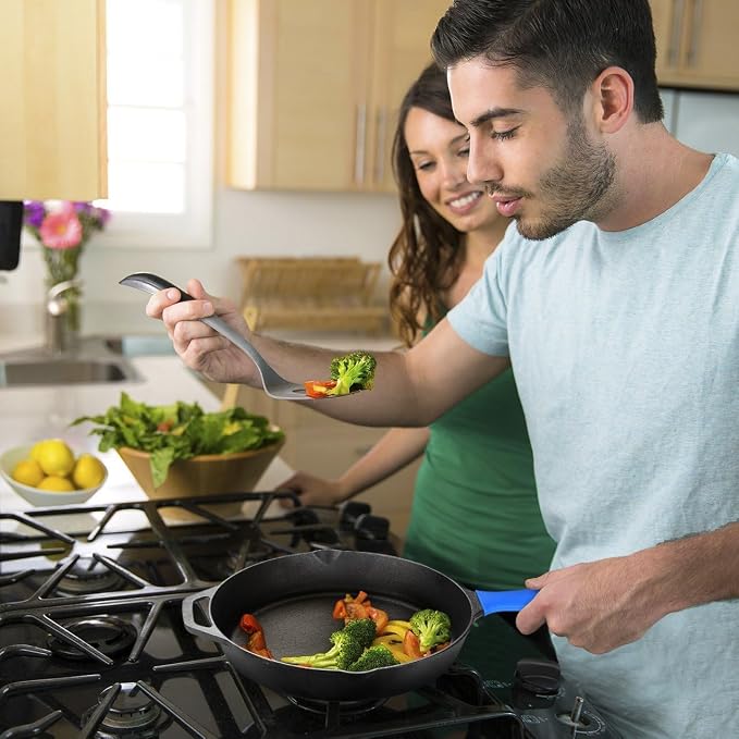 Cast Iron Skillet 3-Piece Set, Antirust Treated, Pre-Seasoned 6", 8", 10" Pans with Silicone Hot Handle Holder For Frying, Saute, Cooking, Oven, Grill