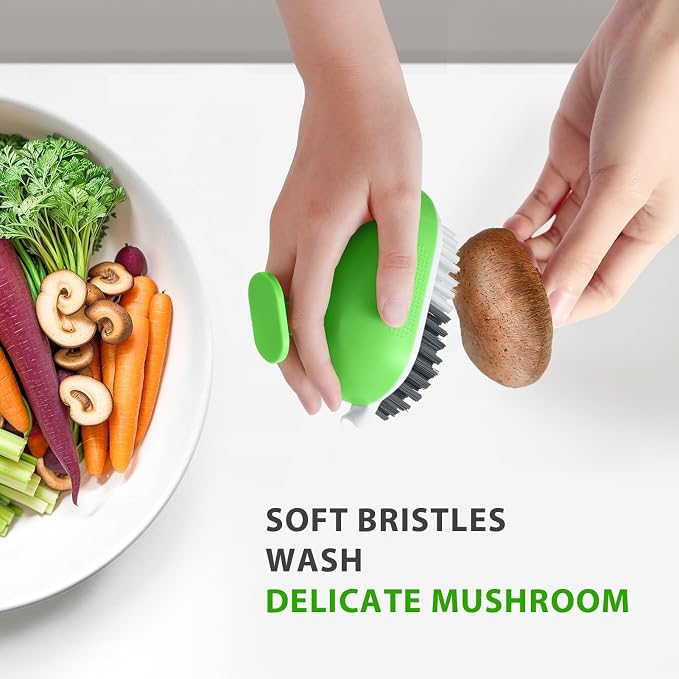 Lumkew Vegetable Brush Scrubber for Food, Green,1Pcs | Drainable, Potato Mushroom Scrubber Brushes, Veggie Fruit Washing Scrub Cleaner