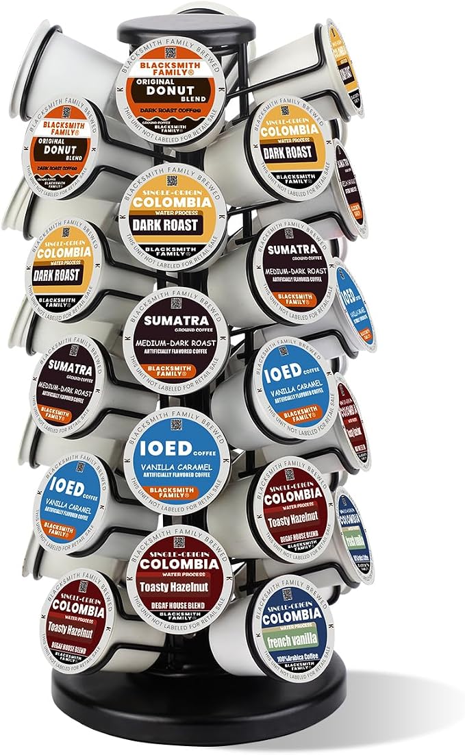 K Cup Holder-Coffee Pods Holder Storage Organizer Stand 40 Pods Capacity | K Cup Carousel, Stable Base, 360° Rotating K Cup Organizer, Space-Saving for Countertop,K Cups Holder No Assembly Required