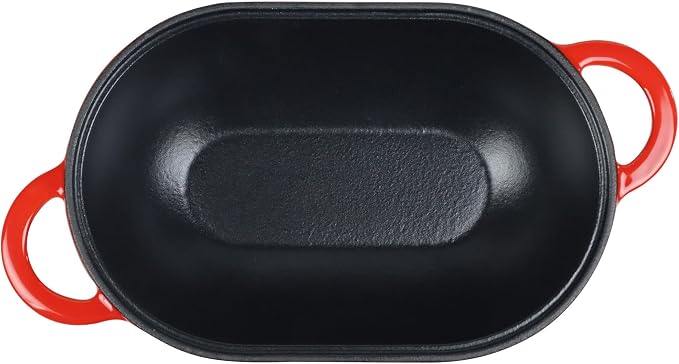 Crucible Cookware Enameled Cast Iron Bread Pan Dutch oven with Lid and Loop Handles - Red – Oven Safe Form for Baking and Cooking, Artisan Bread Kit - Loaf Pan