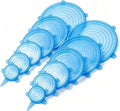 12 pcs Silicone Stretch lids set(6 Sizes,blue) | Reusable Food Storage Covers,Flexible to Fit All Shape of Containers,Food Cover to Keep Food Fresh