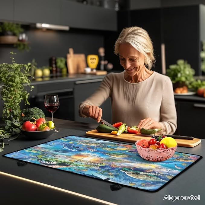 Dolphin Sea Turtle Glass Stove Cover Stovetop Protector Cover Foldable Electric Stove Top Protector Prevent Scratching Washer Dryer Counterto Cover for Home Decor