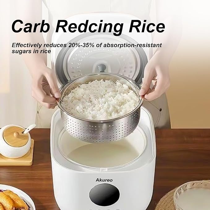 3L Healthy Low Carb Rice Cooker, Low Sugar Digital Steamer,Porridge,Soup,Quick Rice,White Rice,Stainless Steel Filter Basket，5 Cooking Functions,24H Timer & Auto Keep Warm | Healthy Low-Sugar Rice Family Capacity diabetic rice cooker for parents senior...