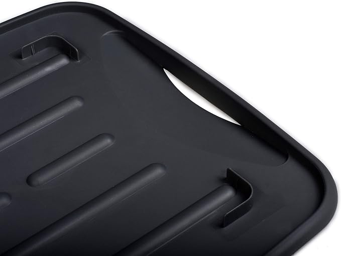 Masirs Pop-Up Collapsible Dish Drying Rack: Convenient Storage, Drains into Sink, Eight Large Plate Capacity, Sectional Cutlery and Utensil Compartment. Compact and Portable Design.
