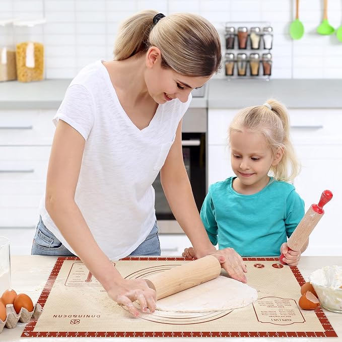 DANIA & DEAN 36"x24" Extra Thick Silicone Baking Mat for Pastry and Bread | Non-Slip & Non-Stick Mat with Measurements, for Pizza, Pie Crust, Dough Rolling, Pasta & Sourdough, Reusable Counter Sheet
