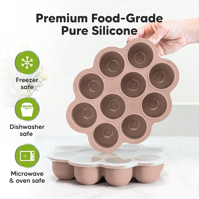 KeaBabies Silicone Food Freezer Trays with Lid, 2oz x 10 Pods (Dusk) | Baby Food Storage Containers, Easy Puree Meal Prep, Breast Milk Silicone Freezer Molds, Dishwasher, Microwave Safe, BPA-Free