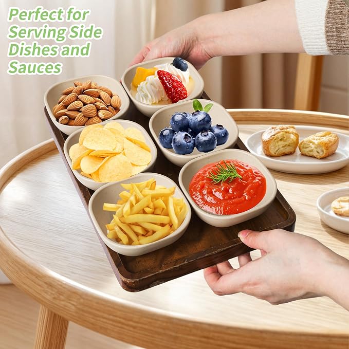 SHECIPIN 12 Pack Unbreakable Dipping Bowls, 4.5 OZ Soy Sauce Dishes,Wheat Straw Small Dessert Bowls,Small Prep Bowls，Dipping Sauce Cups, Dip Bowls for Side Dish, Snacks, BBQ，Ketchup (Beige