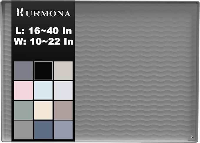 URMONA 34 x 22 in Waterproof Silicone Under Sink Mat, Cabinet Protector | White Sand, Under Kitchen Sink Mat, Kitchen Cabinet Liner, Bathroom Sink Protector, Pet Food Mat and Cat Litter Mat