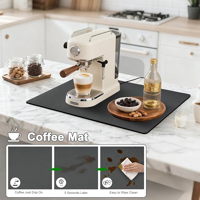 Dish Drying Mats for Kitchen Counter, Waterproof Coffee Mat for Countertop, Under Sink Mats, Coffee Bar Mat Accessories