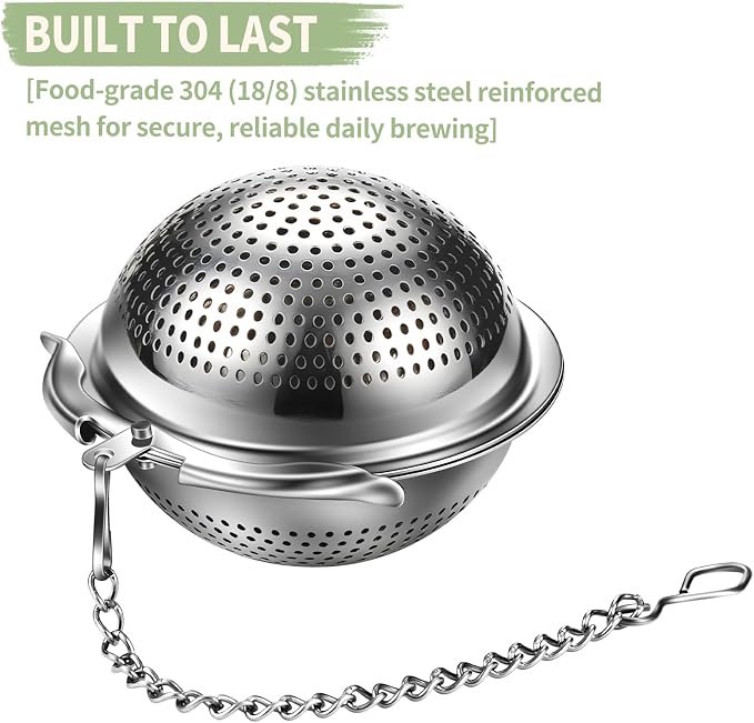 2Pack 304 Stainless Steel Tea Strainers for Loose Tea Infuser Ball, ASWETMEL Tea Ball for Loose Leaf Tea, Tea Holder Loose Leaf Tea Steeper, Tea Diffuser for Chamomile, Black Tea, Herbal & Spices