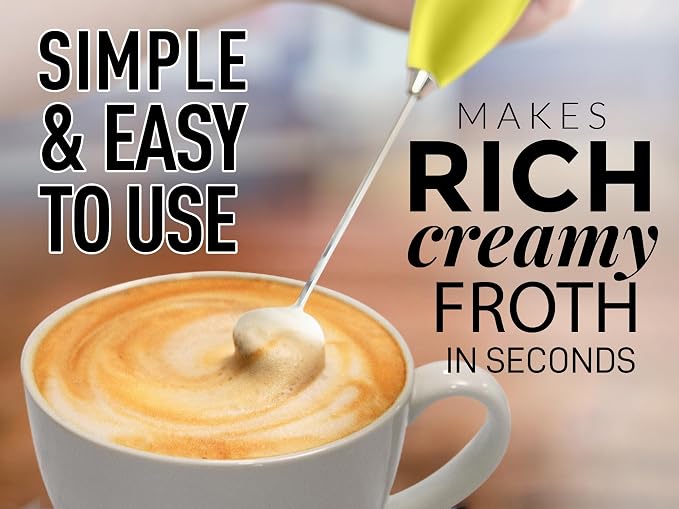 Zulay Powerful Milk Frother for Coffee with Upgraded Titanium Motor - Handheld Electric Whisk, Milk Foamer, Mini Mixer & Coffee Blender for Frappe, Latte, Matcha, No Stand - Lemon Lime