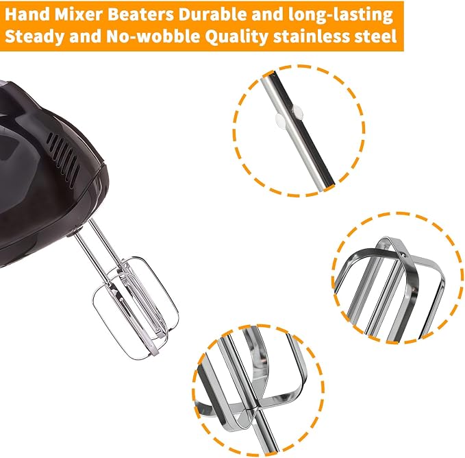 Hand Mixer Beaters for Hamilton Beach 2-Pack | Stainless Steel Whisk Attachments, fits 62682RZ/62692/62695V/64699, for Baking, Eggs, and Creams.