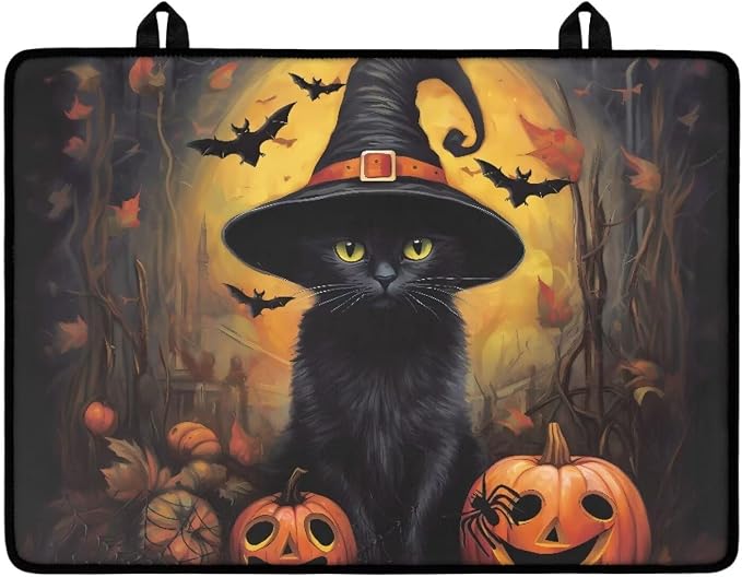 Black Cat Pumpkin Print Top Cover for Electric Stove, 30 x 21 Inch Stove Top Protector, Ceramic Glass Electric Stove Top Cover, Glass Stove Top Protector Halloween Kitchen Decor