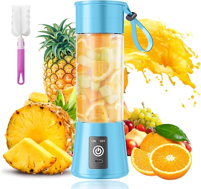 Portable Personal Size Mini Blender - 2026 New Upgrade Smoothies Blender | Small Blender with 380Ml Traveling BAP Free Cup for Sports/Home, 6 Blades Easily Squeeze Fresh Juice, 20000Rpm/Min Speed