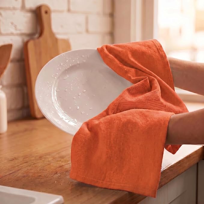 Urban Villa Kitchen Towels Cotton Dish Towels 20”x30” (Set of 6) Orange