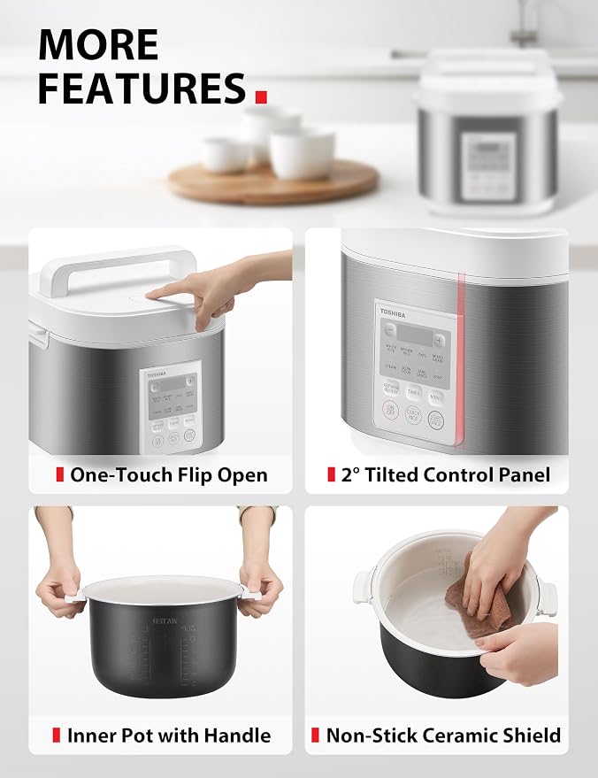 TOSHIBA Rice Cooker Heritage Bento Box, Digital Control, 5.5-Cup Uncooked Rice Capacity, 9 Functions with 3D Heating and 24-Hour Auto Keep Warm
