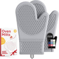 Kitsure Silicone Oven Mitts, Kitchen Gadgets, Apartment Essentials, Black | 2 Pack Oven Gloves with Soft Lining, Non-Slip and Heat Resistant, Great Gift for Cooking, Baking