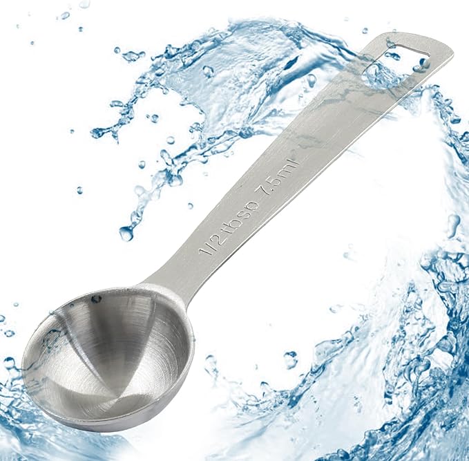 1/2 Tablespoon Stainless Steel Measuring Spoons, 2Pcs | 1/2 Tbsp | 1 1/2 Tsp | 7.5 mL | 7.5 cc, For Measuring Coffee Powder, For Measuring Grains, For Measuring Loose Tea