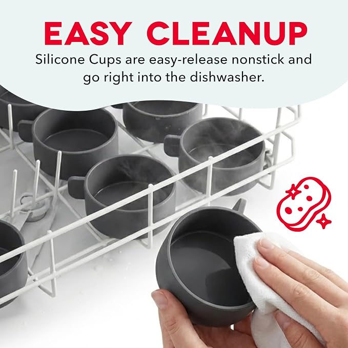 Dash Family Size Egg Bite Maker - Electric Egg Bite Maker with Non-Stick Silicone Cups - Space-Saving Design & Quick Cleanup - Make Sandwiches, Healthy Snacks & Desserts - 9 Servings, Red