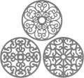 3PCS Heat Resistant Silicone Trivet Mats for Hot Dishes, Gray | Flexible, Non-Slip, Modern Kitchen Trivets Protects Table & Countertop, For Teapots Pans Bowls, Daily Kitchen Use