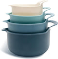 COOK WITH COLOR Nesting Plastic Mixing Bowl Set with Pour Spouts and Handles, Blue, 4 Piece Non-Slip