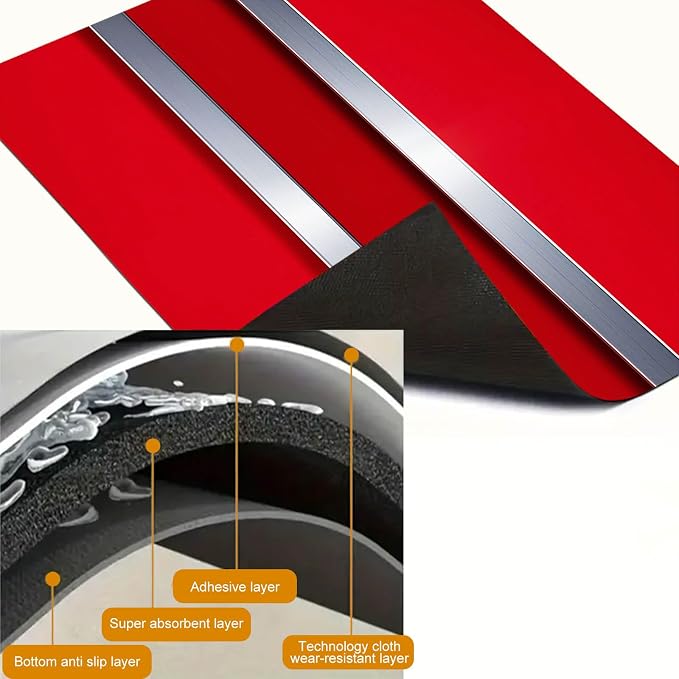 HOMETITUTE Stove Top Cover 28x20 Red Metal Stripe Modern Diatomite Mat