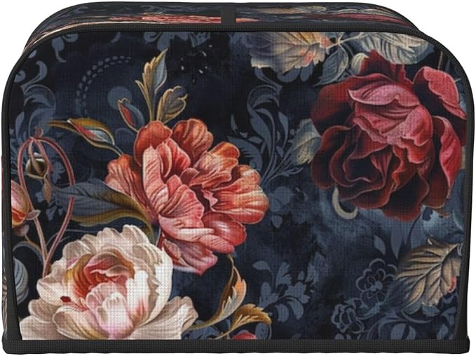Toaster Cover 4 Slice with Floral Pattern Dustproof Bread Maker Cover Fingerprint Bakeware Protection Wide Slot Toaster Bag Reusable Kitchen Small Appliance Cover