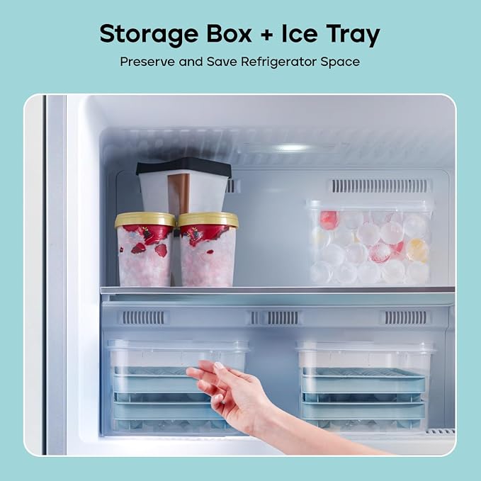 Ice Cube Trays with Lid and Bin, 1.0 IN Small Round Ice Cube Mold - 3 Pack(35 per Tray) Easy Release Stackable Ice Ball Maker Iced Bucket Kits, Circle Ice Tray for Cocktail, Whiskey & Drinks,BPA-Free