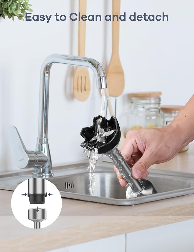 Ganiza Immersion Blender Handheld Corded 8 in 1 Hand Blender Max 1000W | 16 Speed Stick Emulsifier with Beaker, Chopper, Whisk, Frother, Potato Masher and Portable Bottle for Soup, Puree, Smoothies