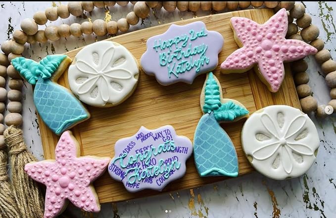 6 PCS Mermaid Cookie Cutters, Mermaid Tail,Starfish,Seashell, Shark, Crab Shapes Summer Themed Biscuits Molds Stainless Steel Metal Cutter for Kids Birthday Party Holidays