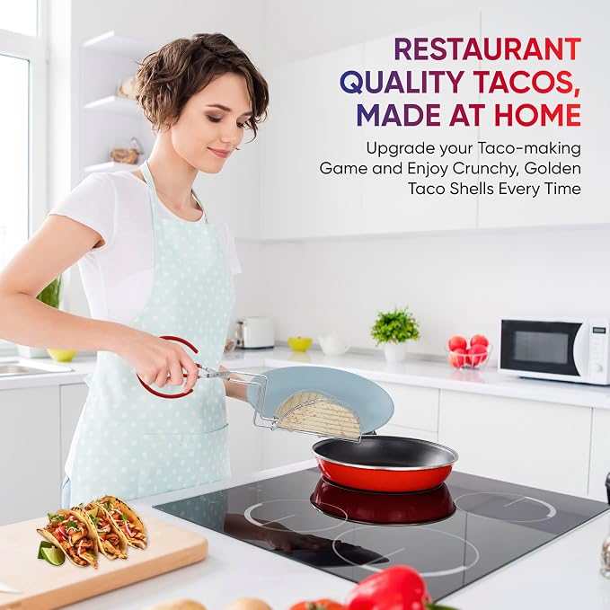Taco Shell Tongs for Frying by StarBlue - 1 Units 6 Inch U-shapedEasy-Grip Tool for Making Crispy Taco Shells - Heat-Resistant and Dishwasher Safe