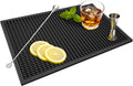 ZJWZLG Bar Mat - Premium 18"X12" Rubber Bar Mats for Countertop, Non-slip Dish Drying Pad & Bartender Mat with for Fast Drying, Ideal Bar Tools for Home Bar, Cocktail Set, And Kitchen Use(Black)