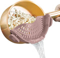 AUOON Pasta Strainer Clip on Silicone, Standard 8.86 x 3.55 in, Almond Rose | BPA-free, Fits All Pots Pans Bowls, Dishwasher Safe, for Meat Noodles Vegetable Fruits, Space-saving Kitchen Gadget