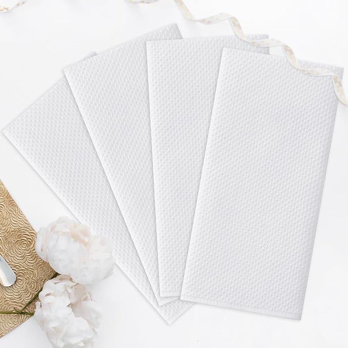 Kitinjoy 100% Cotton Waffle 4-Pack Kitchen Towels, 20" x 28", White | Super Soft, Ultra-Absorbent, Fast Drying, lightweight, Quick Drying Kitchen Hand Towels