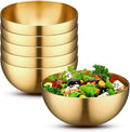 Nuogo 6 Pcs Gold Mixing Bowls Stainless Steel Mixing Bowl Decorative Gold Esthetician Bowls Metal Serving Bowl for Facial Cereal Rice Noddle Fruit Kitchen Party Cooking Baking Prepping(5.9 Inches)