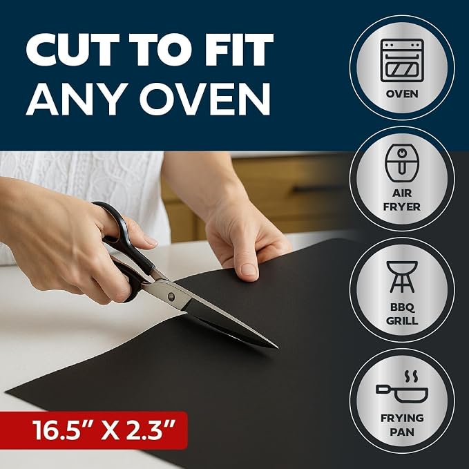 Cooks Innovations Non-Stick Oven Liner 2 Pack BPA-Free Heat Resistant Mat | Convection, Electric, Gas & Microwave Ovens | PFOA Free | Baking Mat