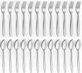 Unokit 24-Piece Forks and Spoons Set - Forks and Spoons Food Grade Stainless Steel Silverware for Home, Kitchen and Restaurant, 12-Fork and 12-Spoon, Mirror Polished&Dishwasher Safe