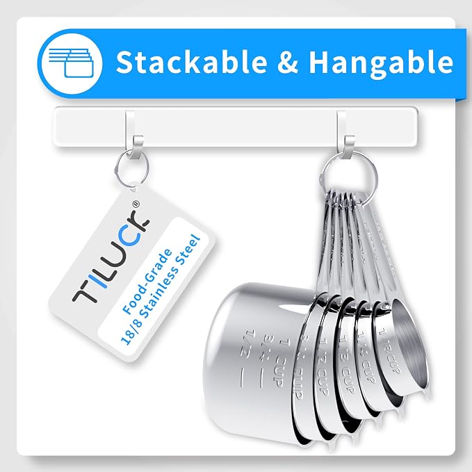 TILUCK Stainless Steel Measuring Cups & Spoons Set, Cups and Spoons | Stainless Steel Nesting Measure Cups , Kitchen Gadgets for Cooking & Baking (12)