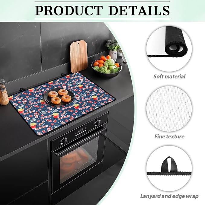 American Flag Elk Kitchen Stove Cover for Electric Stove Heat-Resistant Induction Stove Top Protector with Hanging Loop Countertop Mat 29.18 x 20.96 inches 4th of July Decor