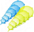 12 pcs Silicone Stretch lids set(6 Sizes,blue&yellow) | Reusable Food Storage Covers,Flexible to Fit All Shape of Containers,Food Cover to Keep Food Fresh