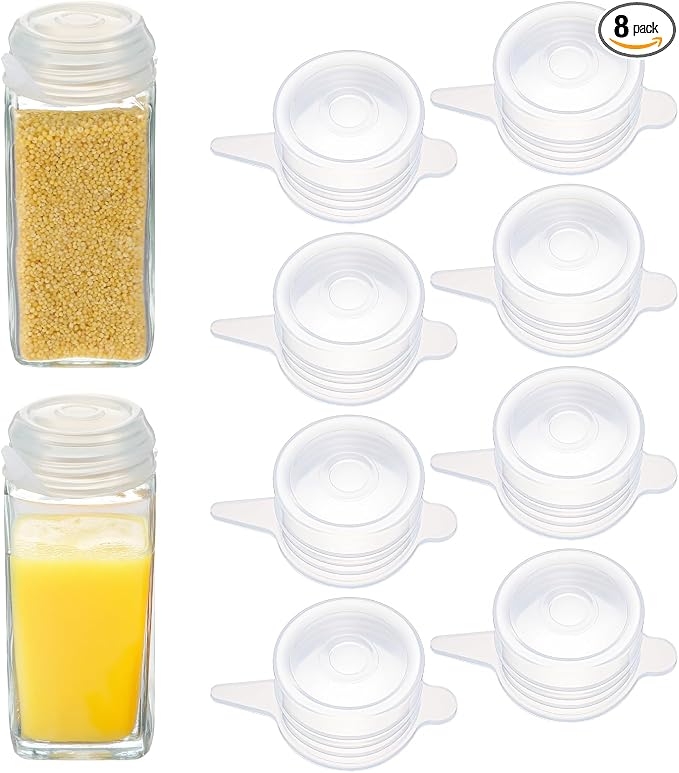 8 Pack 1.6 Inch Silicone Stretch Lids Small Mouth Sealed Can Covers | for Food Storage, Toppers, Mason Jar Lid, Elastic Bottle Bowls Caps, for Yogurt Jars, Milk Bottles, Dishwasher Freezer Safe