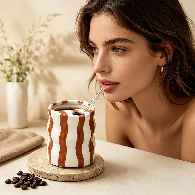 Espresso Cups Ceramic Coffee Mug Series European Striped Dot Coffee Cup And Saucer Mug Cake Plate Afternoon Tea Set Tea Cup And Saucer (Orange 2)
