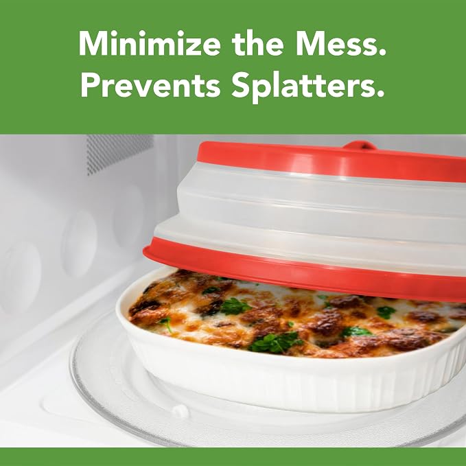 Tovolo Microwave Splatter Cover for Food,Large (Candy Red Apple)-Collapsible&Vented Silicone Splatter Guard Lid-Microwave Plate&Dish Cover with Handle-BPA-Free Kitchen Gadget for Meal Prep (Pack of 6)