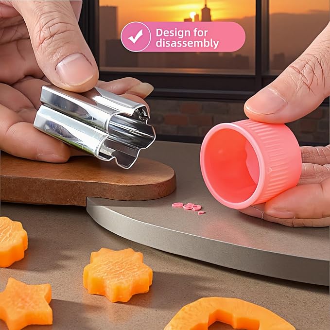 12-Piece Cookie Cutters Set-Stainless Steel&BPA-Free Shapes for Baking (Bear,Rabbit,Star,Flower) DIY Cookies,Mini Pies,Fondant,Veggies|Dishwasher Safe,Gift for teenager & Parents (12, Pink)