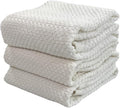 White Kitchen Hand Dish Towels, Set of 3, 100% Cotton, 18" x 28" | Terry Loop Textured, Soft & Absorbent Cleaning Cloth, Quick Dry, Multipurpose for Everyday Use