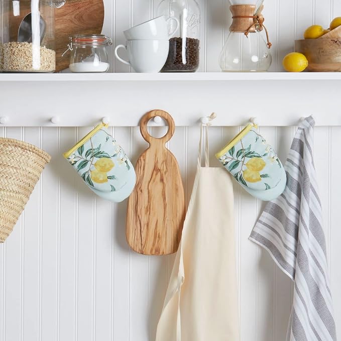 Martha Stewart Lemon Whimsy Mini Oven Mitt 2-Pack Set, Yellow, 5.5"X8"
