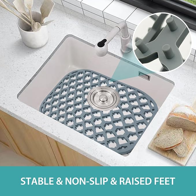 Silicone Kitchen Sink Protectors Mats - 12" 13" 14" 16" 18" 19" 21" 22" 24" 25" 26" 28" 30", Heat Resistant, Machine-wash (12”x11.5”, 2 Packs)