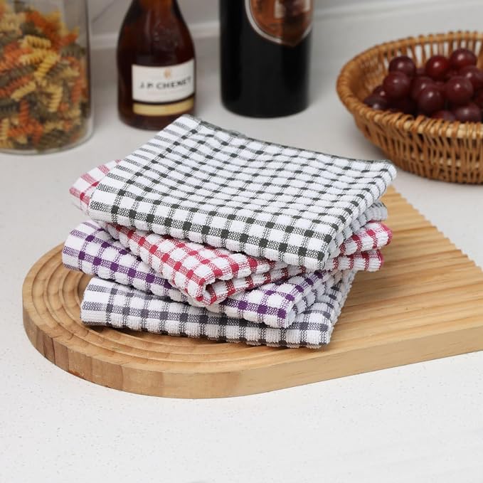 Kitchen Dish Rags for Washing Dishes, 100% Cotton Dish Cloths | Good absorption, for cleaning drying wiping, dish cloths ,quick dry, 100% cotton,12x12 inches, pack 8, small dish towels