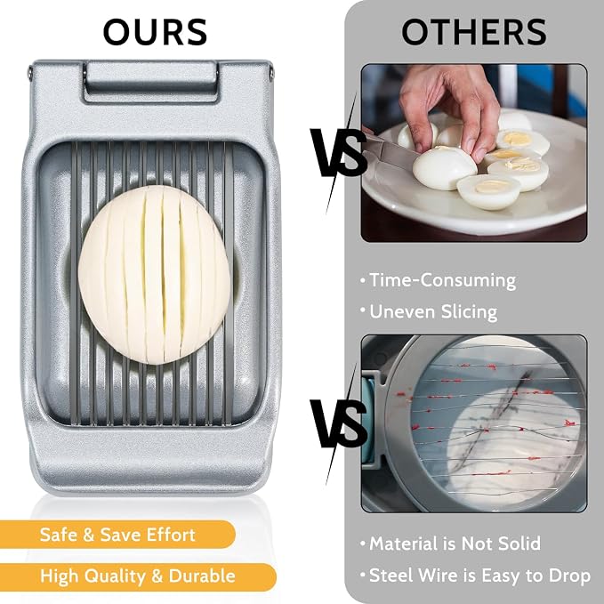 Sopito Stainless Steel Wire Egg Slicer for Hard Boiled Eggs & All Soft Food | Easy & Uniform Slices, Heavy Duty, Not Bend & Rust, Easy to Clean, Multipurpose Egg Cutter for Egg Salads, Sandwiches