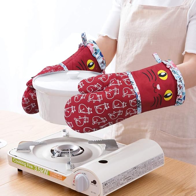 Alselo Oven Mitts, 7"x13.5", 1 Pair | Silicone Printed, Kitchen Mittens